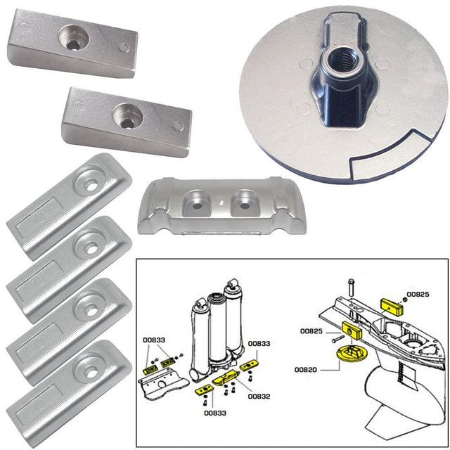 Tecnoseal Anode Kit w/Hardware - Mercury Verado 6 - Aluminum - Kesper Supply