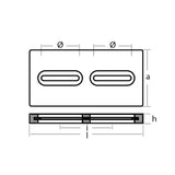 Tecnoseal Rectangular Zinc Plate Anode w/Inserts - 12" x 6" x 1" - Kesper Supply