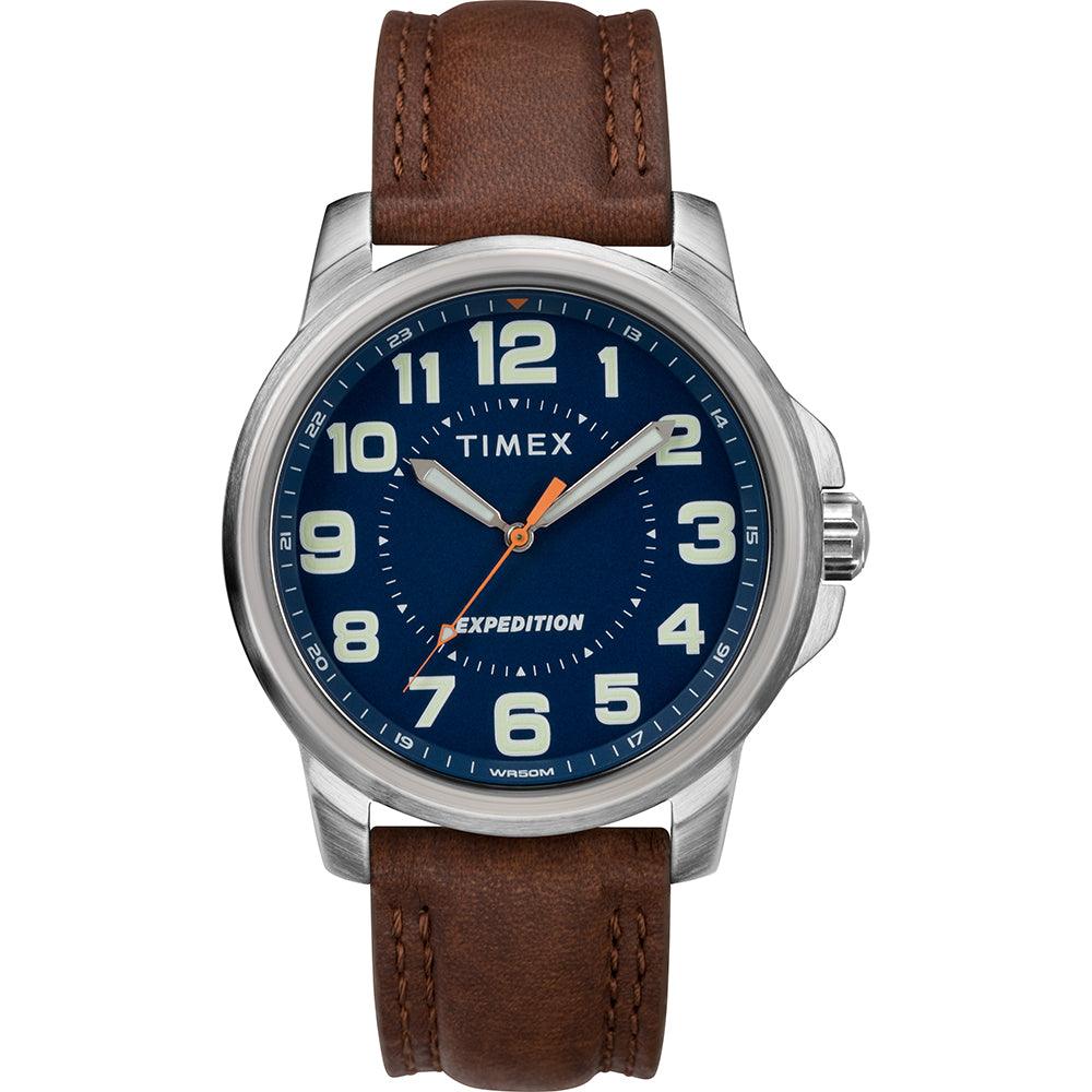 Timex Men's Expedition Metal Field Watch - Blue Dial/Brown Strap - Kesper Supply