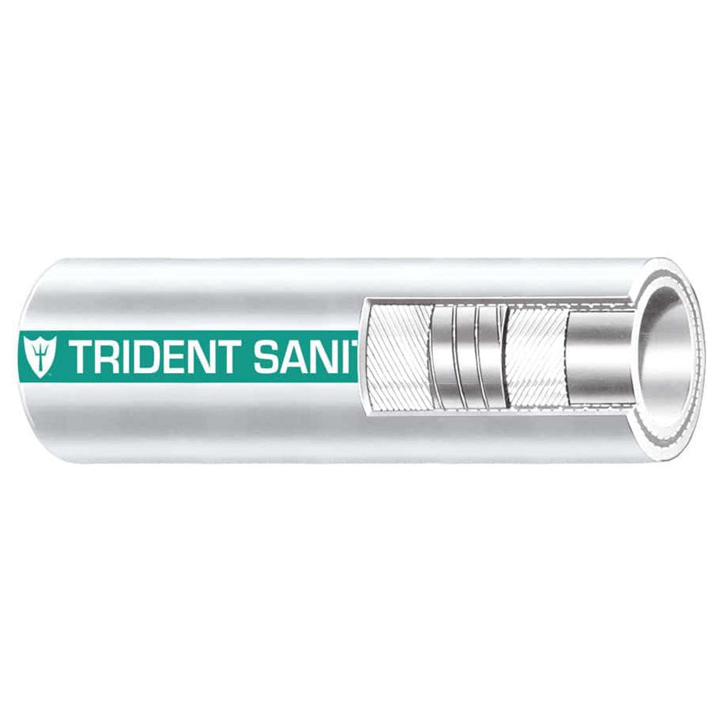 Trident Marine 1-1/2" x 50' Coil Premium Marine Sanitation Hose - White w/Green Stripe - Kesper Supply