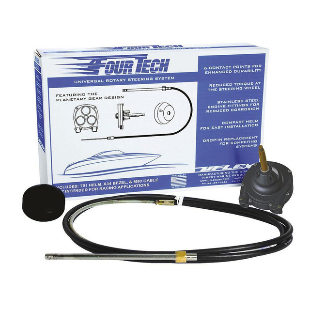 Uflex Fourtech 10' Black Mach Rotary Steering System w/Helm, Bezel & Cable - Kesper Supply