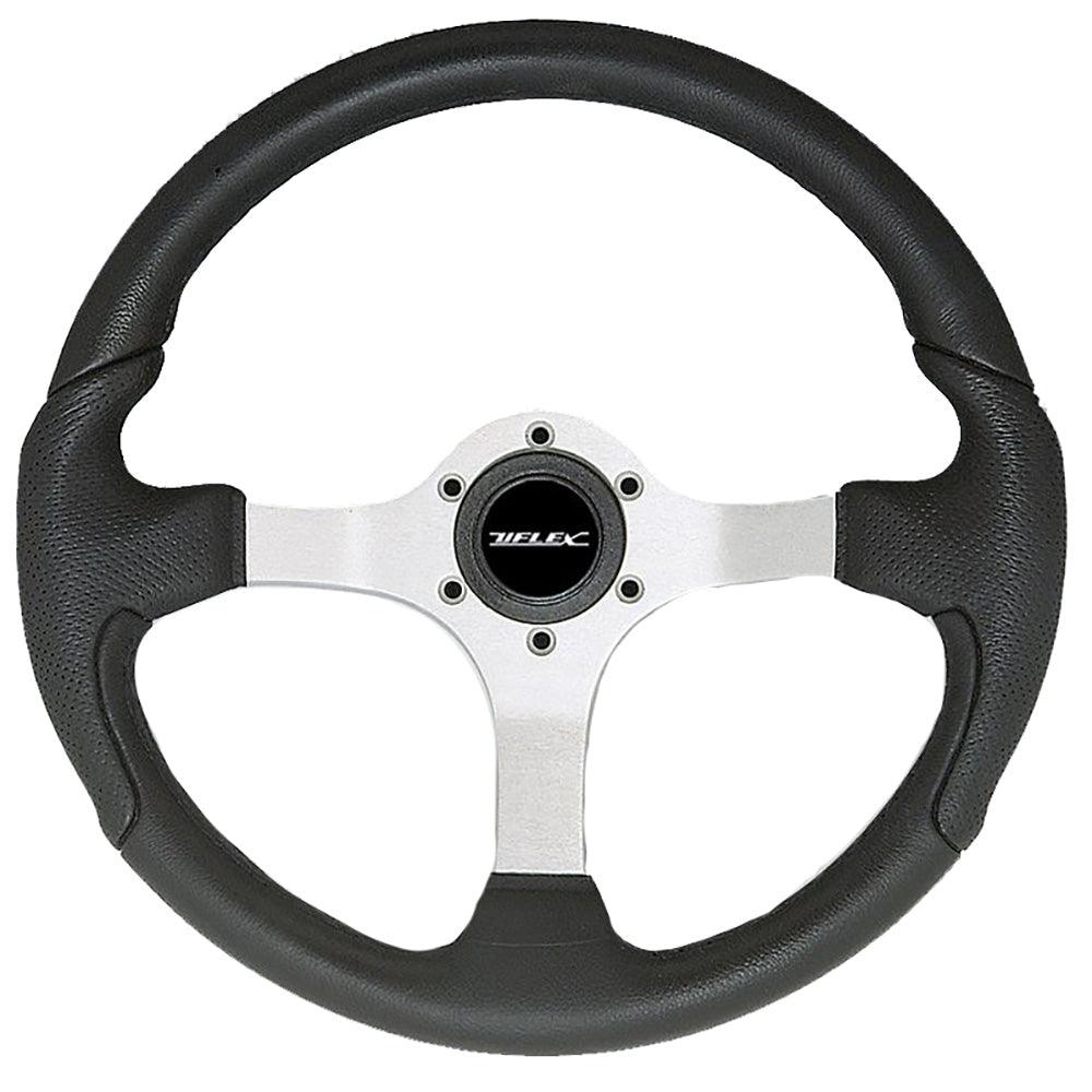 Uflex Nisida Steering Wheel 13.8" - Black Polyurethane Grip w/Black Aluminum Spokes - Kesper Supply