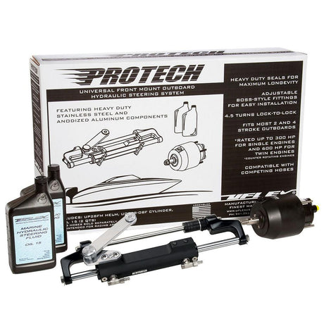 Uflex PROTECH 1.1 Front Mount OB Hydraulic System - Includes UP28 FM Helm, Oil & UC128-TS/1 Cylinder - No Hoses - Kesper Supply