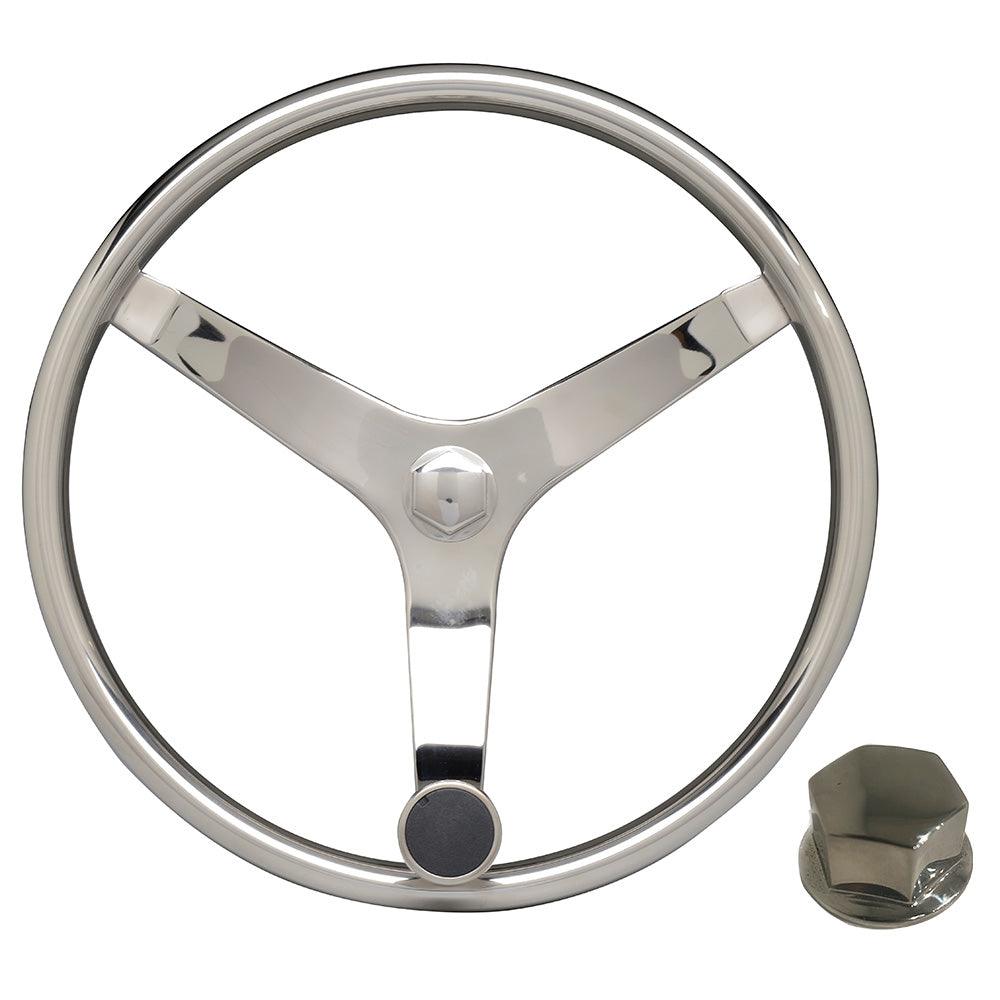 Uflex - V46 - 13.5" Stainless Steel Steering Wheel w/Speed Knob & Chrome Nut - Kesper Supply