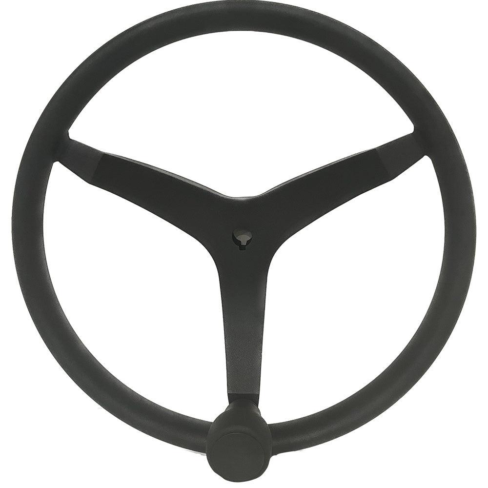 Uflex - V46 - 13.5" Stainless Steel Steering Wheel w/Speed Knob - Black - Kesper Supply