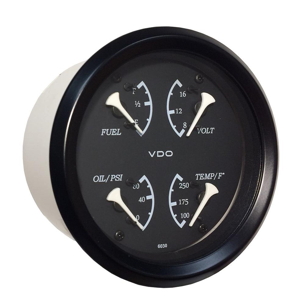 VDO Cockpit Marine 85mm (3-3/8") 4 in 1 Gauge - Black Dial/Bezel - Kesper Supply