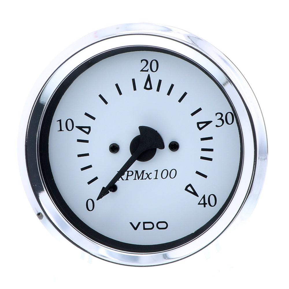 VDO Cockpit Marine 85MM (3-3/8") Diesel Tachometer - Alternator Input - White Dial/Chrome Bezel - Kesper Supply