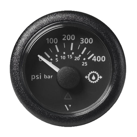 Veratron 2-1/16" (52mm) ViewLine Transmission Oil Pressure 400 PSI/25 Bar - Black Dial & Round Bezel - Kesper Supply
