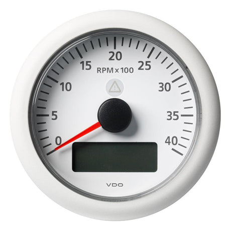 Veratron 3-3/8" (85MM) ViewLine Tachometer w/Multi-Function Display - 0 to 4000 RPM - White Dial & Bezel - Kesper Supply