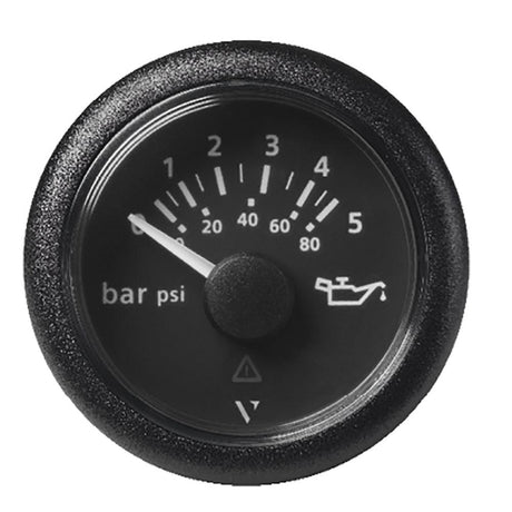 Veratron 52 MM (2-1/16") ViewLine Oil Pressure Gauge 5 Bar/80 PSI - Black Dial & Round Bezel - Kesper Supply