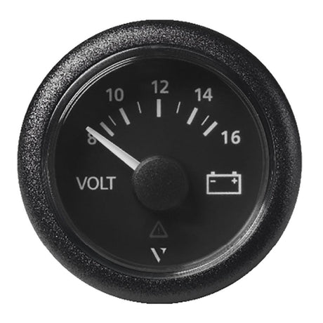 Veratron 52 MM (2-1/16") ViewLine Voltmeter - 8 to16V - Black Dial & Bezel - Kesper Supply