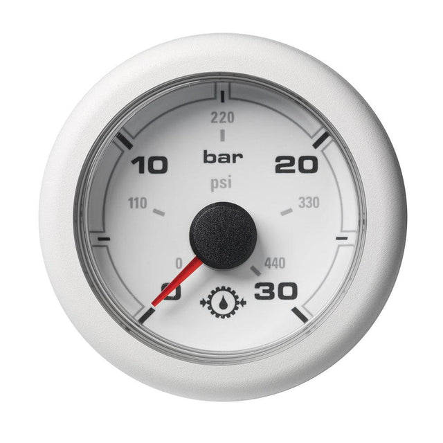 Veratron 52MM (2-1/16") OceanLink Transmission Oil Pressure Gauge - 30 Bar/440 PSI - White Dial & Bezel - Kesper Supply