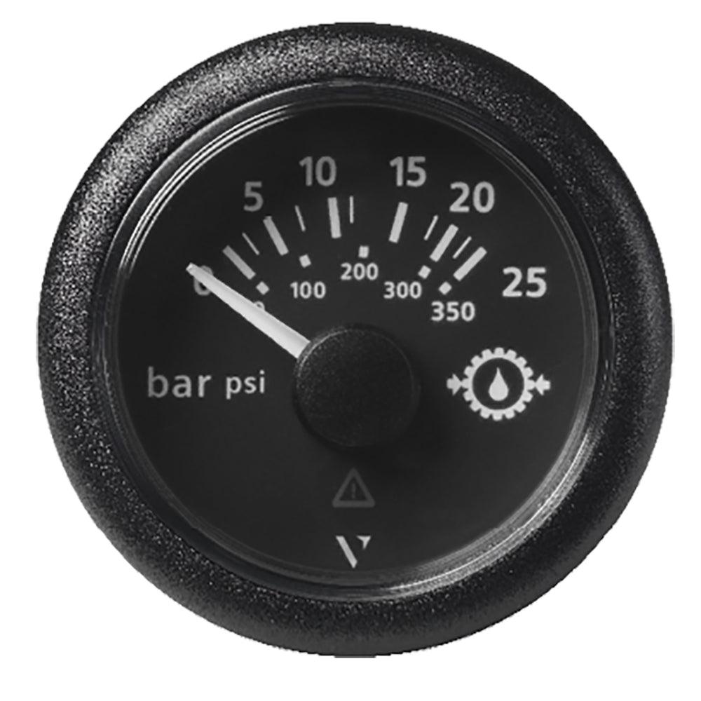 Veratron 52MM (2-1/16") ViewLine Transmission Oil Pressure 25 Bar/350 PSI - Black Dial & Round Bezel - Kesper Supply