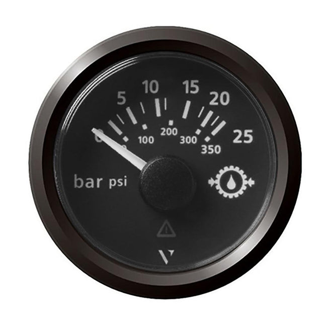 Veratron 52MM (2-1/16") ViewLine Transmission Oil Pressure 25 Bar/350 PSI - Black Dial & Triangular Bezel - Kesper Supply