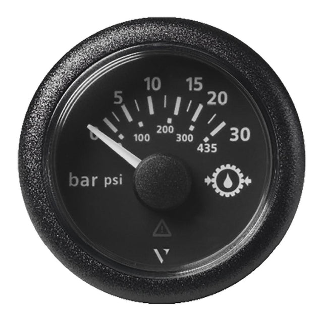 Veratron 52MM (2-1/16") ViewLine Transmission Oil Pressure 30 Bar/435 PSI - Black Dial & Round Bezel - Kesper Supply