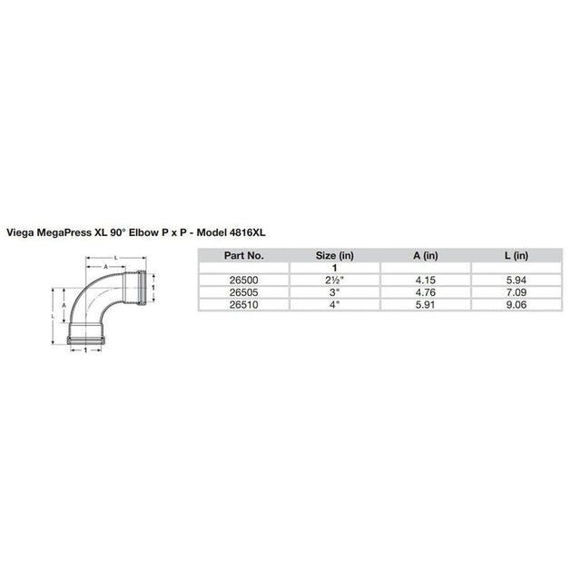 Viega MegaPress 3" 90° Carbon Steel Elbow w/FKM - Double Press Connection - Smart Connect Technology - Kesper Supply