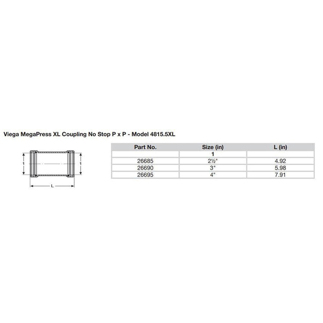 Viega MegaPress 3" Carbon Steel Coupling w/o Stop w/FMK - Double Press Connection - Smart Connect Technology - Kesper Supply