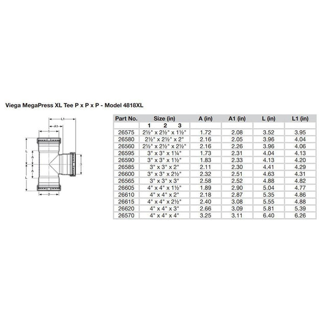 Viega MegaPress 3" Carbon Steel Tee w/FKM - Triple Press Connection - Smart Connect Technology - Kesper Supply