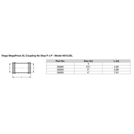 Viega MegaPress 4" Carbon Steel Coupling w/o Stop w/FMK - Double Press Connection - Smart Connect Technology - Kesper Supply