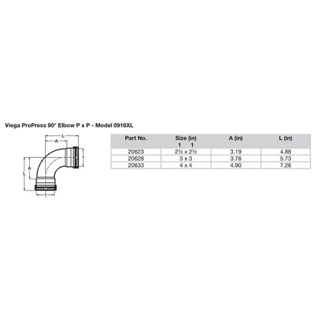 Viega ProPress 2-1/2" - 90° Copper Elbow - Double Press Connection - Smart Connect Technology - Kesper Supply