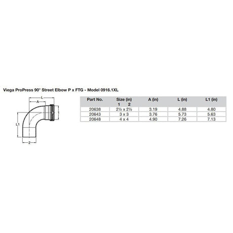 Viega ProPress 2-1/2" - 90° Copper Elbow - Street/Press Connection - Smart Connect Technology - Kesper Supply