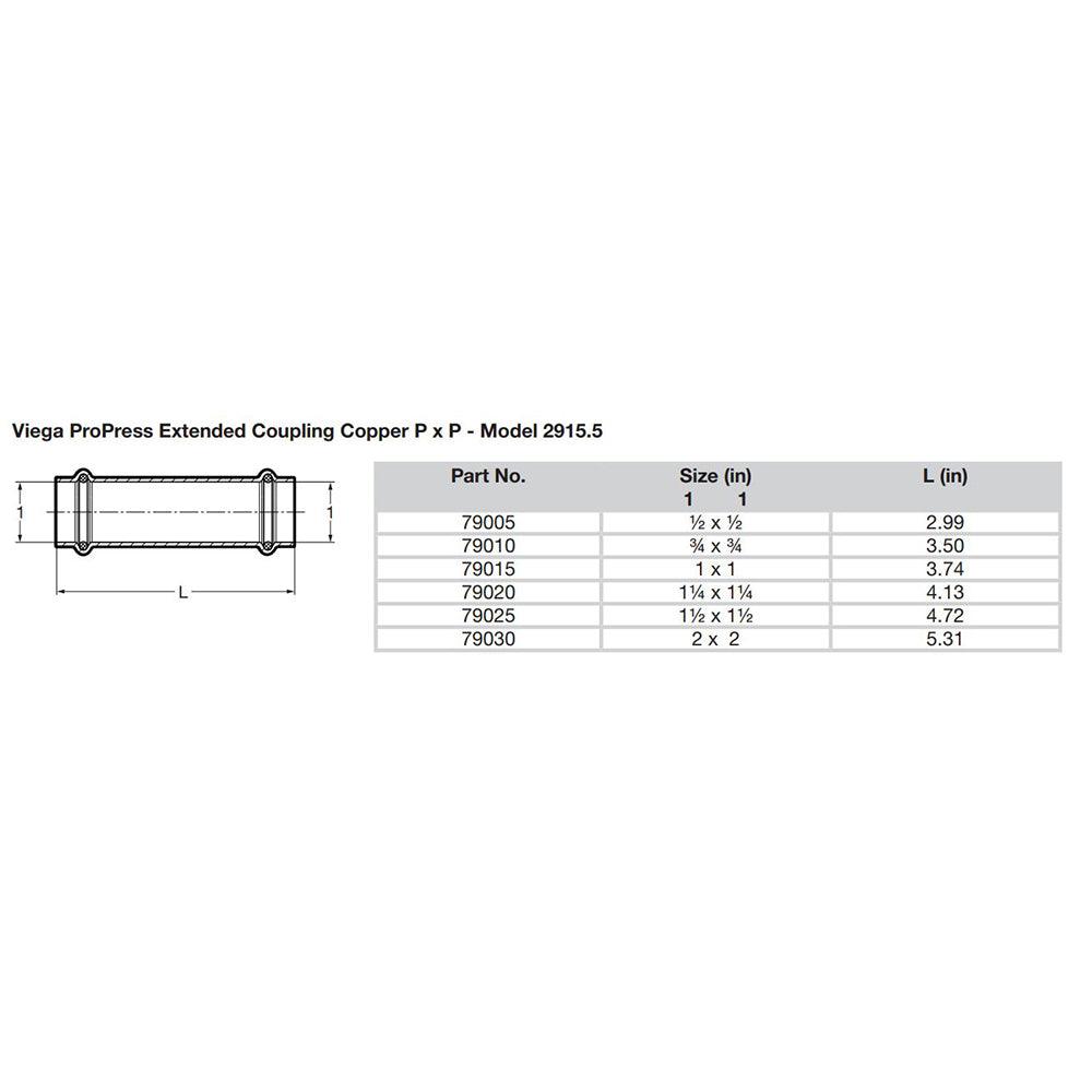 Viega ProPress 2" Extended Coupling w/o Stop - Double Press Connection - Smart Connect Technology - Kesper Supply