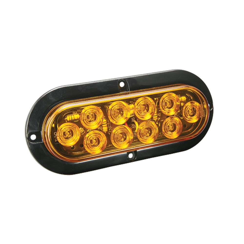 Wesbar LED Waterproof 6" Oval Surface Flange Mount Tail Light - Amber w/Black Flange Base - Kesper Supply