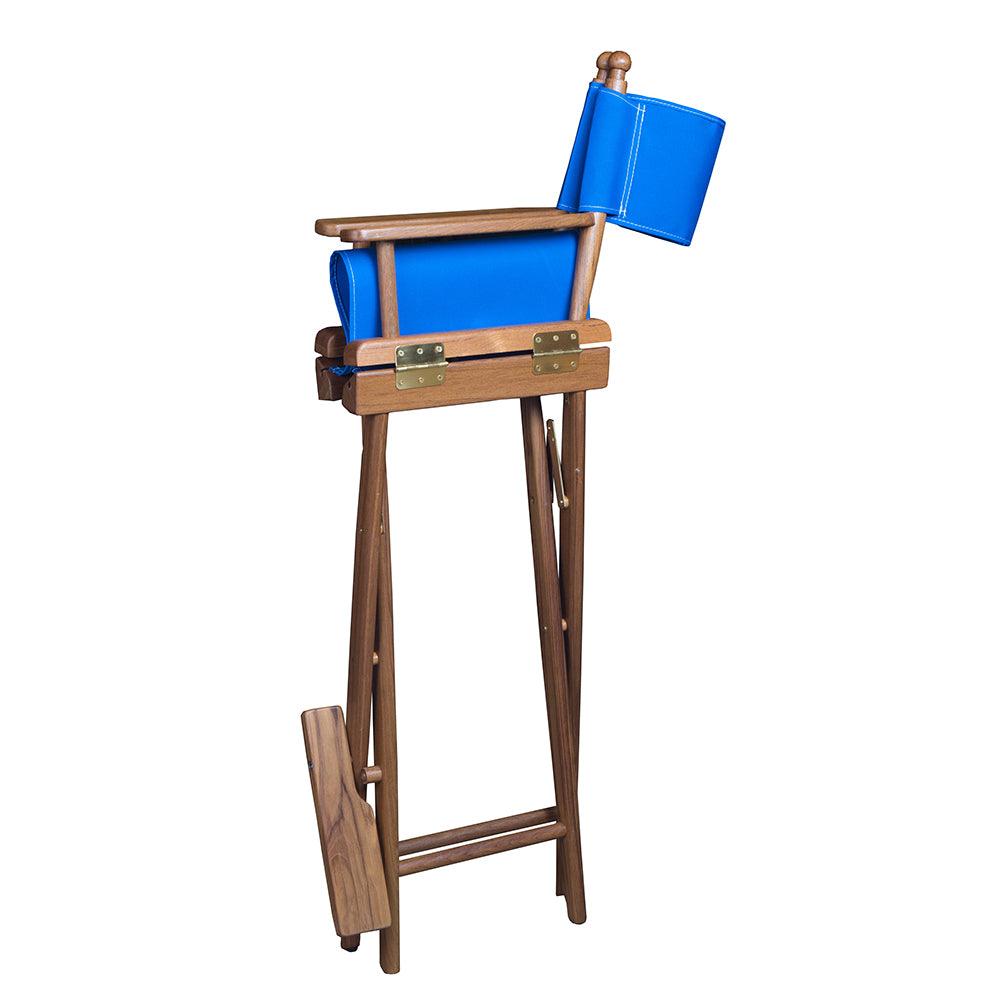 Whitecap Captain's Chair w/Blue Seat Covers - Teak - Kesper Supply