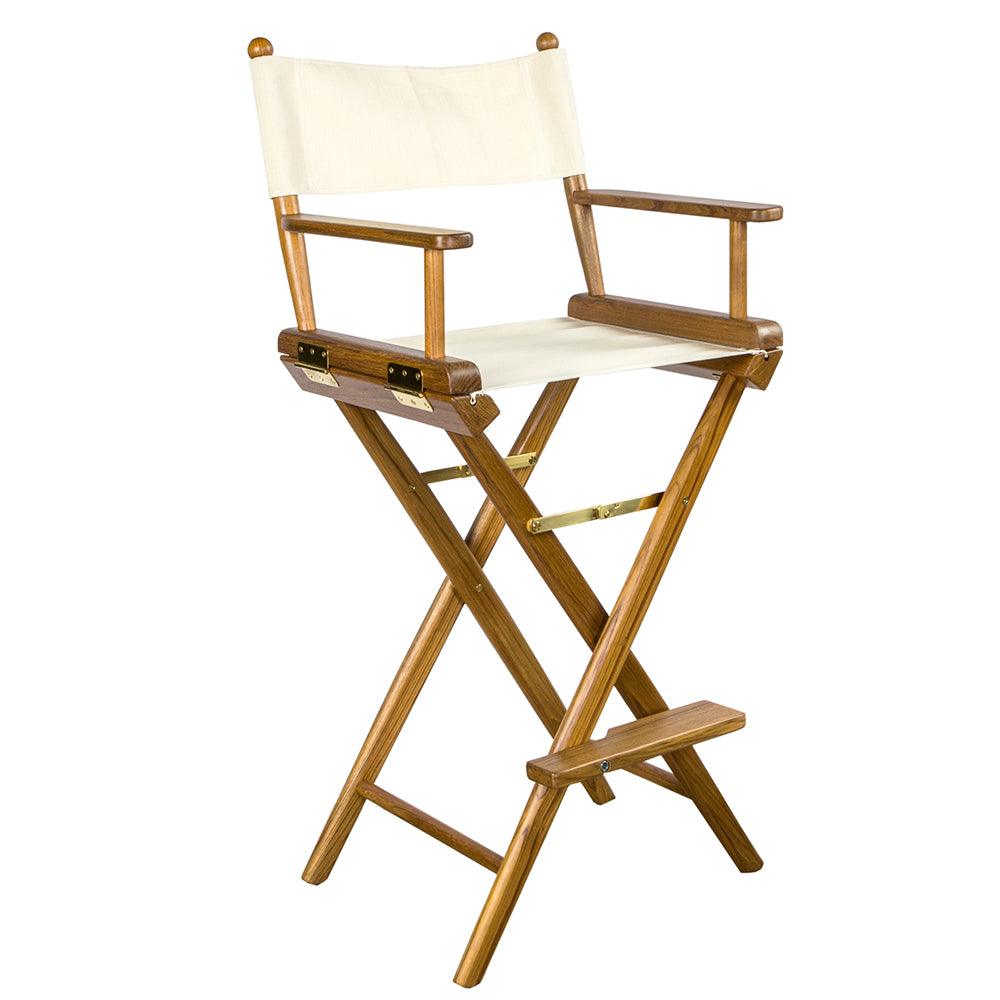 Whitecap Captain's Chair w/Natural Seat Covers - Teak - Kesper Supply
