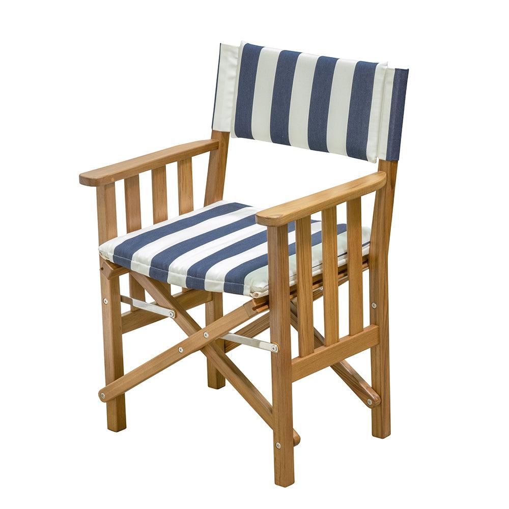 Whitecap Director's Chair II w/Navy & White Cushion - Teak - Kesper Supply