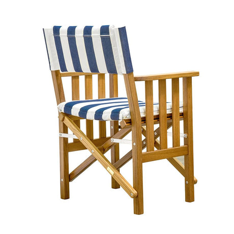 Whitecap Director's Chair II w/Navy & White Cushion - Teak - Kesper Supply