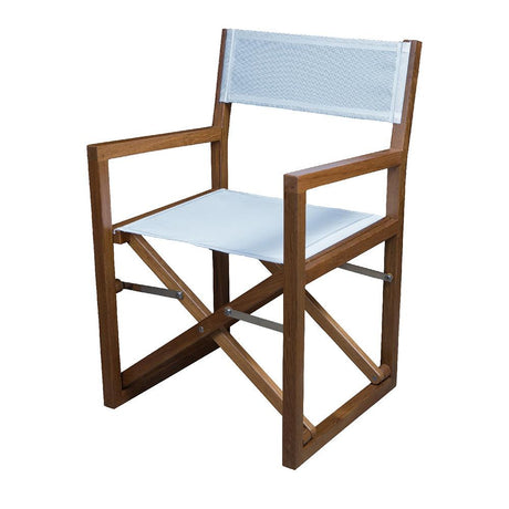 Whitecap Director's Chair w/White Batyline Fabric - Teak - Kesper Supply