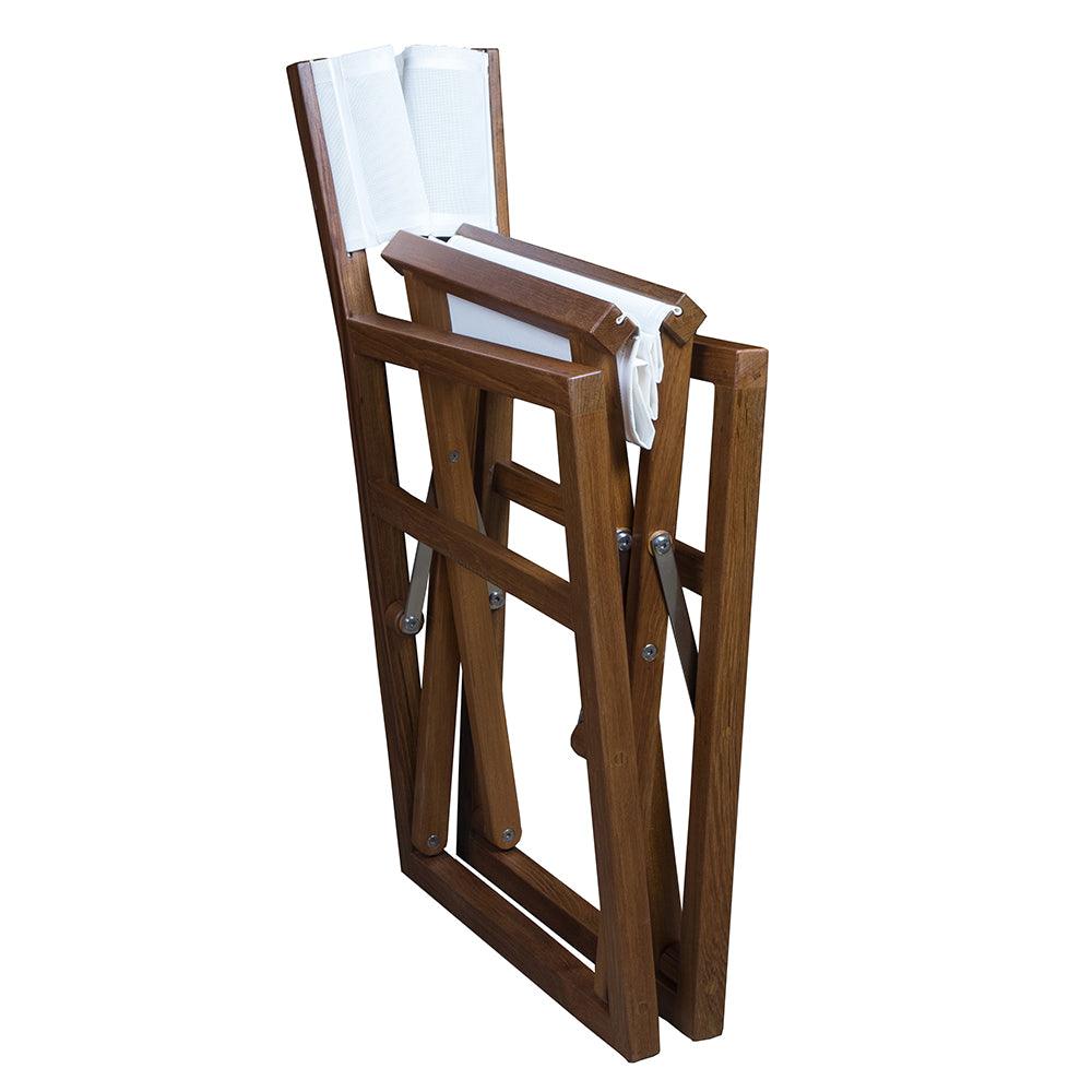 Whitecap Director's Chair w/White Batyline Fabric - Teak - Kesper Supply