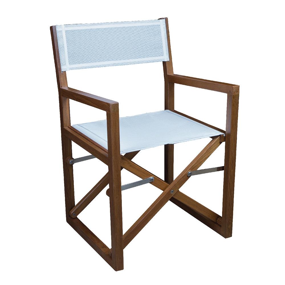 Whitecap Director's Chair w/White Batyline Fabric - Teak - Kesper Supply