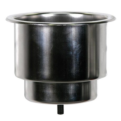 Whitecap Flush Cupholder w/Drain - 302 Stainless Steel - Kesper Supply