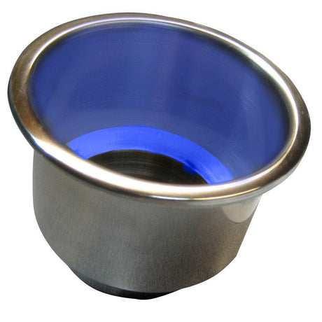 Whitecap Flush Mount Cup Holder w/Blue LED Light - Stainless Steel - Kesper Supply