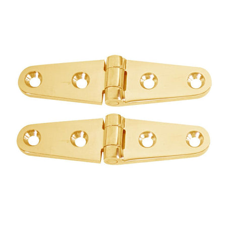 Whitecap Strap Hinge - Polished Brass - 4" x 1" - Pair - Kesper Supply