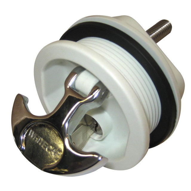 Whitecap T-Handle Latch - Chrome Plated Zamac/White Nylon - Locking - Freshwater Use Only - Kesper Supply