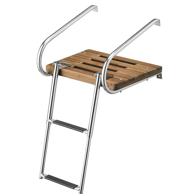 Whitecap Teak Swim Platform w/2-Step Telescoping Ladder f/Boats w/Inboard/Outboard Motors - Kesper Supply