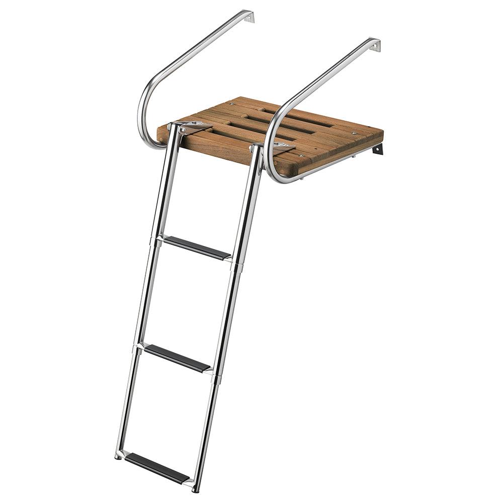 Whitecap Teak Swim Platform w/3-Step Telescoping Ladder f/Boats w/Inboard/Outboard Motors - Kesper Supply