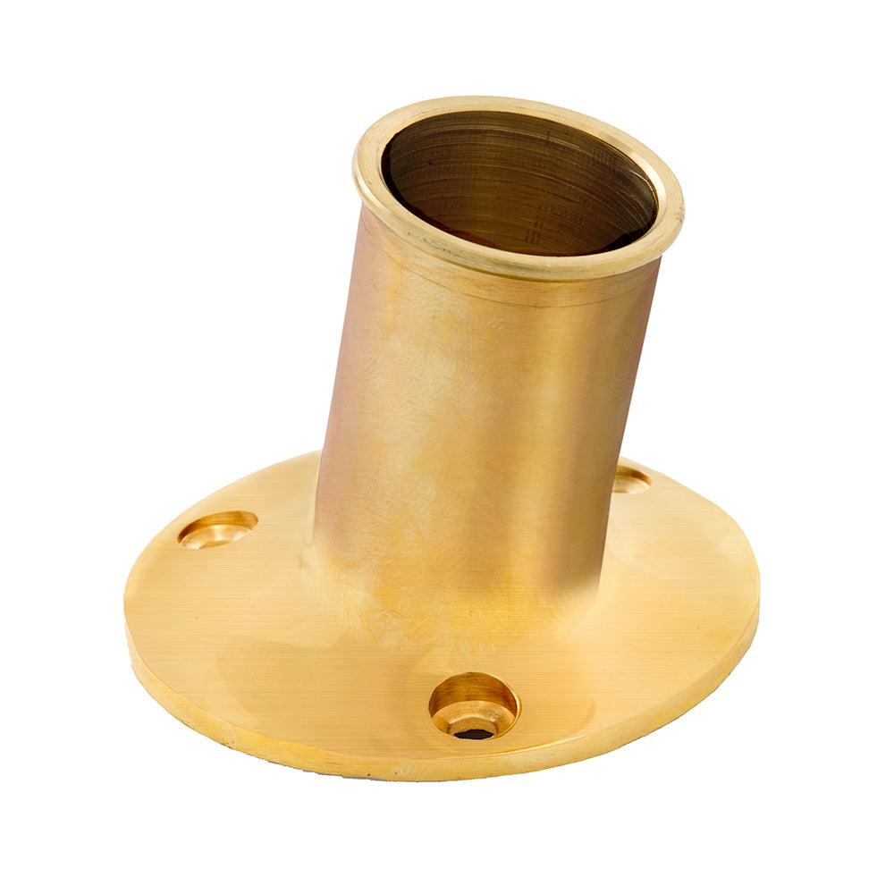 Whitecap Top-Mounted Flag Pole Socket Polished Brass - 1" ID - Kesper Supply