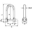 Wicahrd Self-Locking Long D Shackle - Diameter 5mm - 3/16" - Kesper Supply