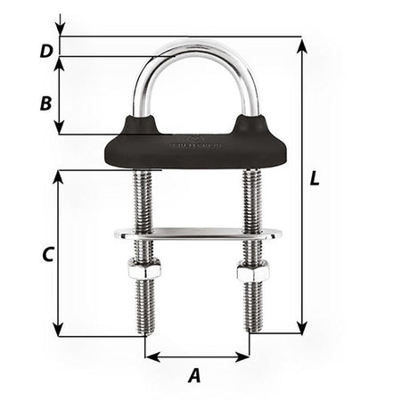 Wichard Black Watertight U-Bolt - 10mm Diameter - 25/64" - 110mm Length - 4-21/64" - Kesper Supply