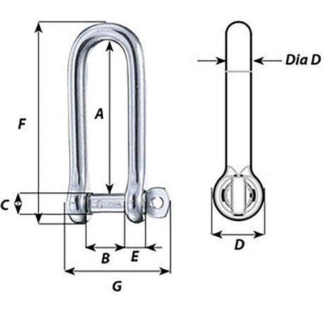 Wichard Captive Pin Long D Shackle - Diameter 8mm - 5/16" - Kesper Supply