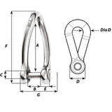 Wichard Captive Pin Twisted Shackle - Diameter 6mm - 1/4" - Kesper Supply