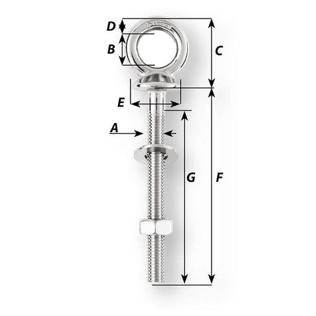 Wichard Eye Bolt - Diameter 15/32" - Length 1-9/16" - Kesper Supply