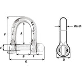Wichard Not Self-Locking D Shackle - 14mm Diameter - 9/16" - Kesper Supply