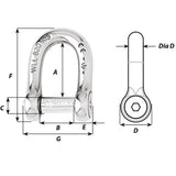 Wichard Self-Locking Allen Head Pin D Shackle - 10mm Diameter - 13/32" - Kesper Supply